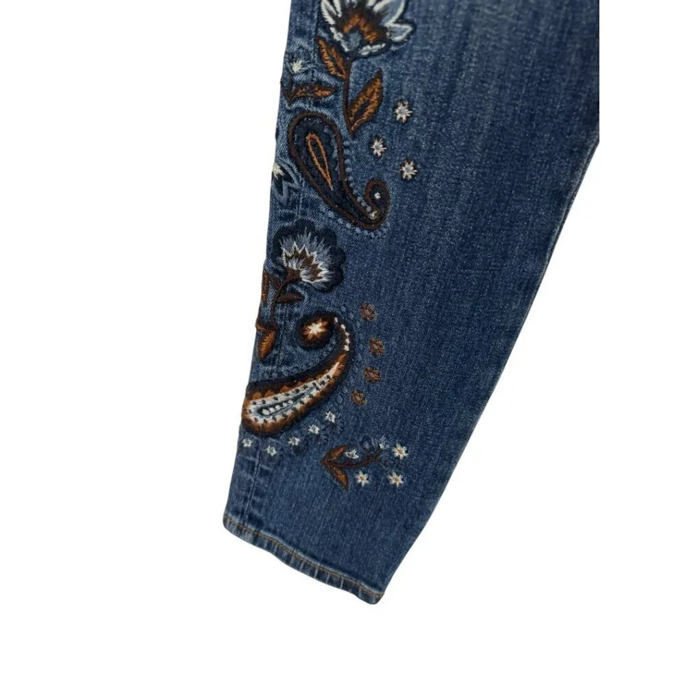 Driftwood X Bluebell Fleur Jackie Embroidered High Rise Skinny Jeans W25…